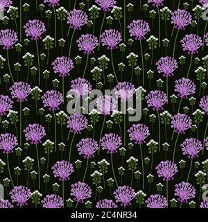 Seamless decorative onion flowers pattern Stock Vector