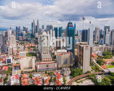 Kuala Lumpur, Malaysia - January 21, 2019: Panorama with skyscrapers in the capital of Malaysia, Kuala Lumpur. Stock Photo