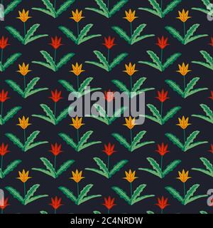 Seamless pattern with red and yellow tulips Stock Vector