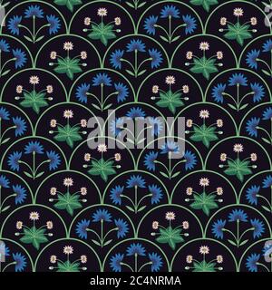 Seamless daisies and cornflowers pattern Stock Vector