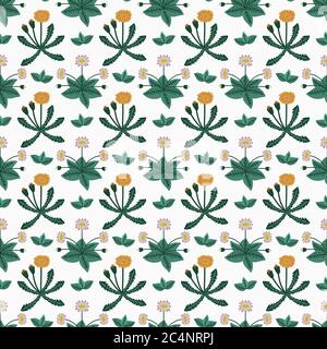 Seamless floral pattern with daisisies and dandelions Stock Vector