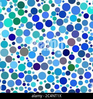 Abstract seamless pattern of circles of different sizes in blue colors Stock Vector
