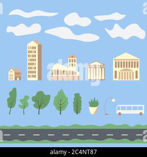 Street objects simple vector collection Stock Vector