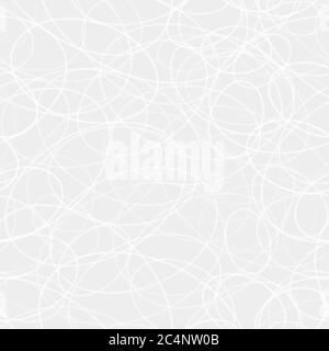Abstract seamless pattern of randomly arranged contours of ellipses in white and gray colors Stock Vector