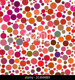 Abstract seamless pattern of circles of different sizes in red colors Stock Vector