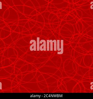 Abstract seamless pattern of randomly arranged contours of ellipses in red colors Stock Vector