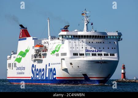 Stena Line ferry MECKLENBURG-VORPOMMERN inbound Rostock. Stock Photo