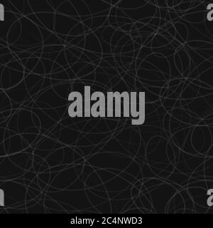 Abstract seamless pattern of randomly arranged contours of ellipses in black and gray colors Stock Vector