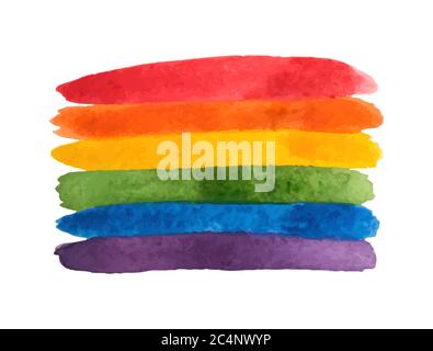 Watercolor rainbow. Watercolor LGBT flag. Tolerance day card Pride template. Vector illustration. Stock Vector