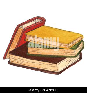 Watercolor stack of vintage books illustration Stock Photo