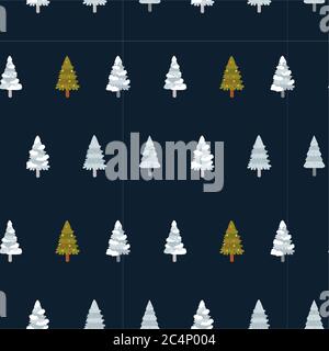 Seamless vector pattern with pine trees. Christmas wrapping paper Stock Vector