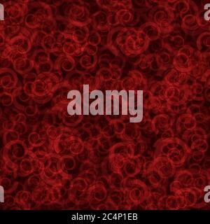 Abstract seamless pattern of randomly distributed translucent spirals in red colors Stock Vector