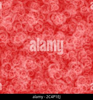 Abstract seamless pattern of randomly distributed translucent spirals in red colors Stock Vector