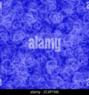 Abstract seamless pattern of randomly distributed translucent spirals in blue colors Stock Vector