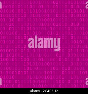 Abstract seamless pattern of small digits one and zero in purple colors Stock Vector