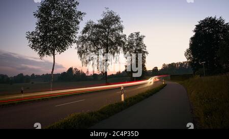 Long exposure car lights in the evening Stock Photo
