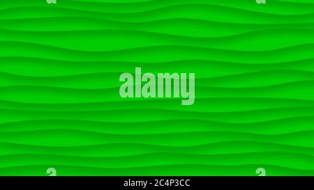 Abstract background of wavy lines with shadows in green colors Stock Vector