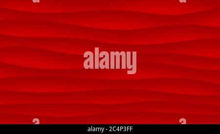 Abstract background of wavy lines with shadows in red colors Stock Vector