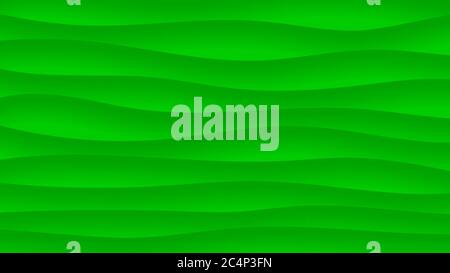 Abstract background of wavy lines with shadows in green colors Stock Vector