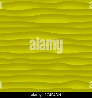 Abstract seamless pattern of wavy lines with shadows in yellow colors Stock Vector