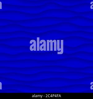 Abstract seamless pattern of wavy lines with shadows in blue colors Stock Vector