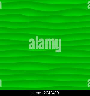 Abstract seamless pattern of wavy lines with shadows in green colors Stock Vector