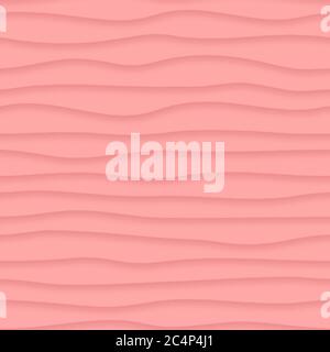 Abstract seamless pattern of wavy lines with shadows in pink colors Stock Vector