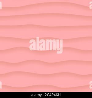 Abstract seamless pattern of wavy lines with shadows in pink colors Stock Vector