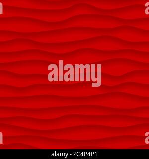 Abstract seamless pattern of wavy lines with shadows in red colors Stock Vector