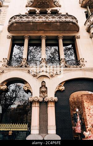 The house of Llieo i Morera is a six-story residential building in Barcelona, a masterpiece of Catalan modernism, one of the most significant works of Stock Photo