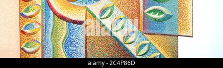 Background with mosaic decorative stones. Abstract decorative pattern in panorama Stock Photo