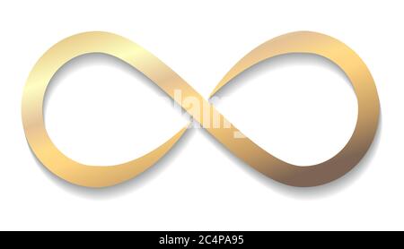 Gold Infinity symbol with shadow isolated on a white background. vector illustration Stock Vector
