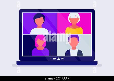 Video conference call on the computer screen Stock Vector