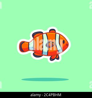 clownfish vector illustration. flat cartoon style Stock Vector