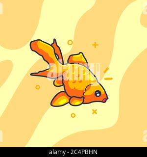goldfish vector illustration. flat cartoon style Stock Vector