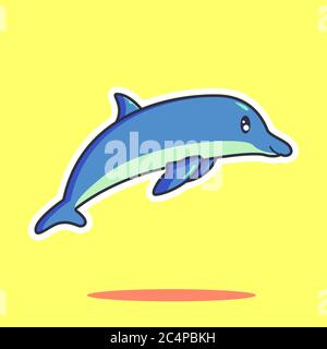 cute dolphin vector illustration. flat cartoon style Stock Vector