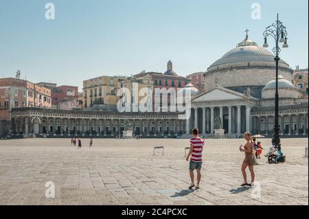 Piazza del Plebiscito in Naples, Italy. It is a UNESCO World Heritage site as a part of the historic city center of Naples. Stock Photo