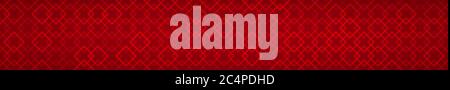 Abstract horizontal banner of intertwined small squares on red background Stock Vector