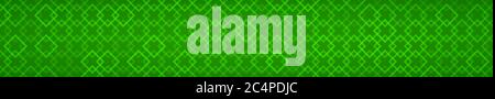 Abstract horizontal banner of intertwined small squares on green background Stock Vector