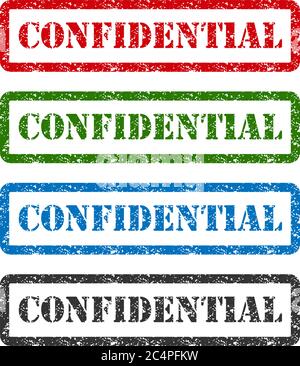 confidential set rubber stamp isolated on background. Stock Vector