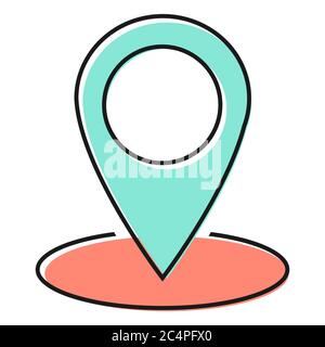 Location icon, map pointer symbol isolated on white background.  Vector web button . Stock Vector