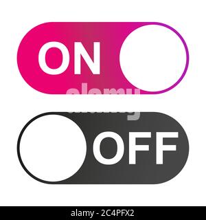 On and Off switch color buttons isolated on white background for app, ui etc . Stock Vector