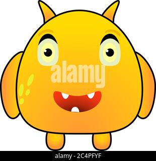 Cartoon Funny Cute Yellow Fantasy Monster Character Stock Vector