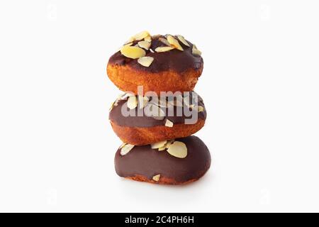 Traditional french eclairs with chocolate homemade isolated on white background Stock Photo