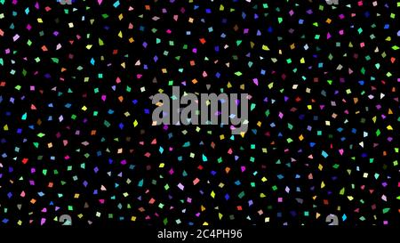 Abstract backdrop of very small colored pieces of paper or splinters of ceramics on black background Stock Vector