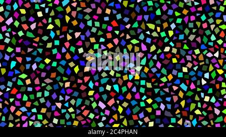 Abstract backdrop of small color pieces of paper or splinters of ceramics on black background Stock Vector