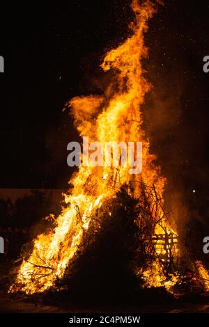 Big bonfire in the middle of a square in Valencia Stock Photo