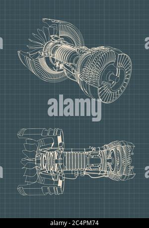 Stylized vector illustration of structure of turbofan engine Stock ...