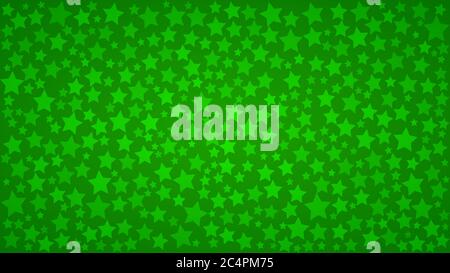 Abstract background of stars of different sizes in green colors. Stock Vector