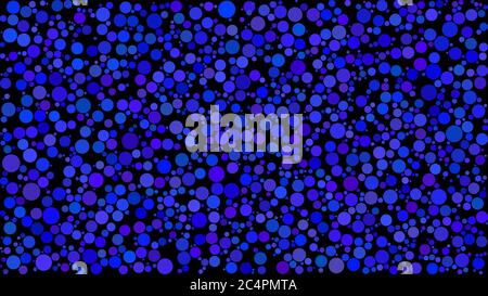 Abstract background of circles of different sizes in shades of blue colors on black background. Stock Vector